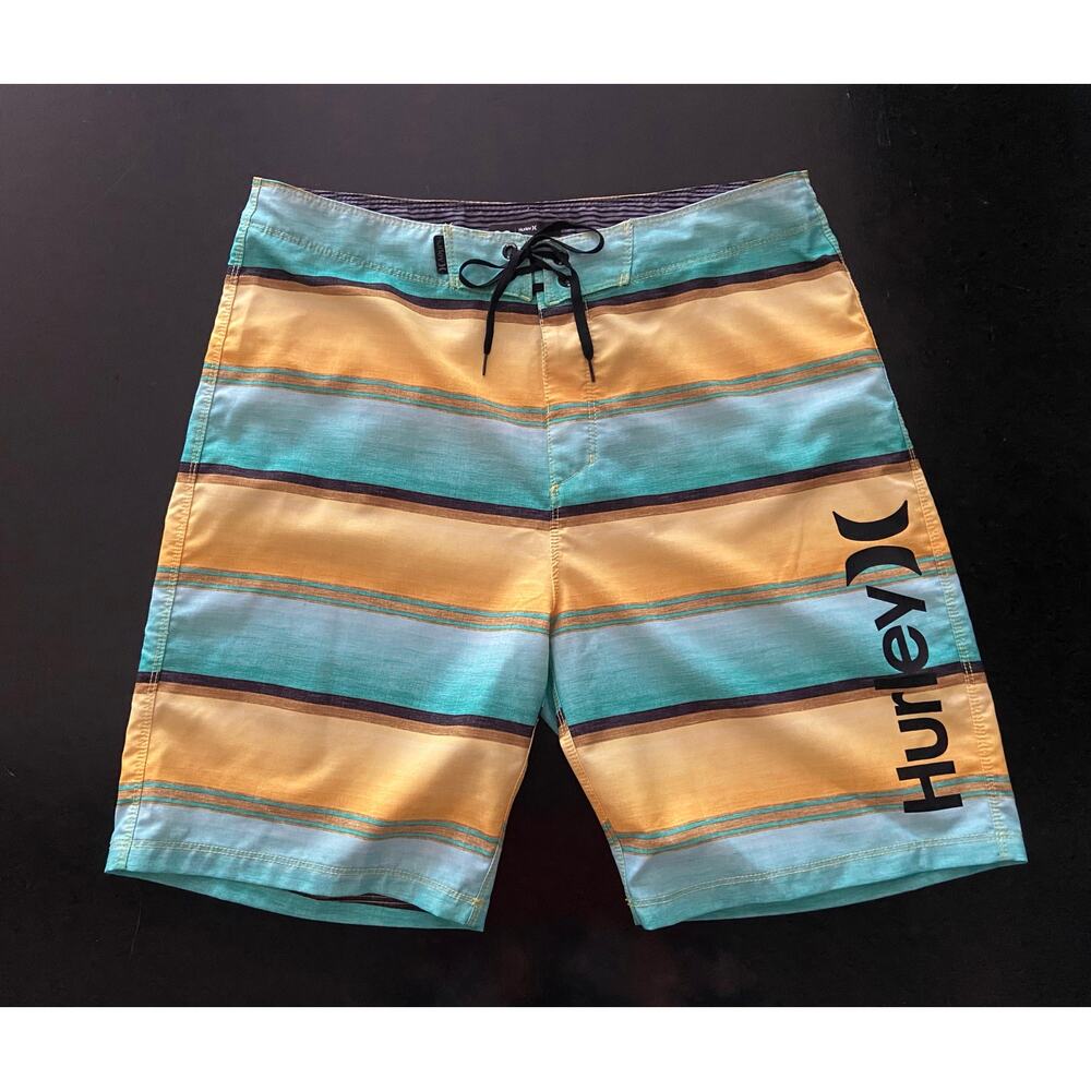 HURLEY Yellow/Blue 20" Boardshorts sz 32